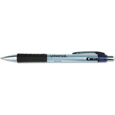 UNIVERSAL PRODUCTS Universal Comfort Grip Retractable Gel Pen, Medium 0.7mm, Black Ink, Silver Barrel, Dozen 39720